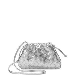 Tiffany & Fred Paris Woven Metallic Leather Pouch, Silver